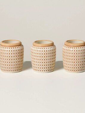 3ct Embossed Caning‎ Ceramic Candle Gift Set - Hearth & Hand Magnolia, Target